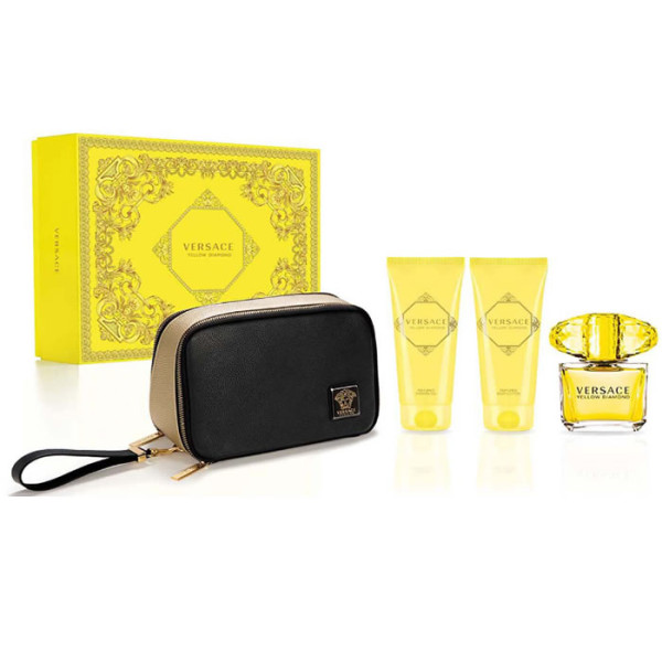 Versace Yellow Diamond rinkinys moterims (EDT, 90 ml + dušo želė, 100 ml + kūno losjonas, 100 ml + kosmetinė)