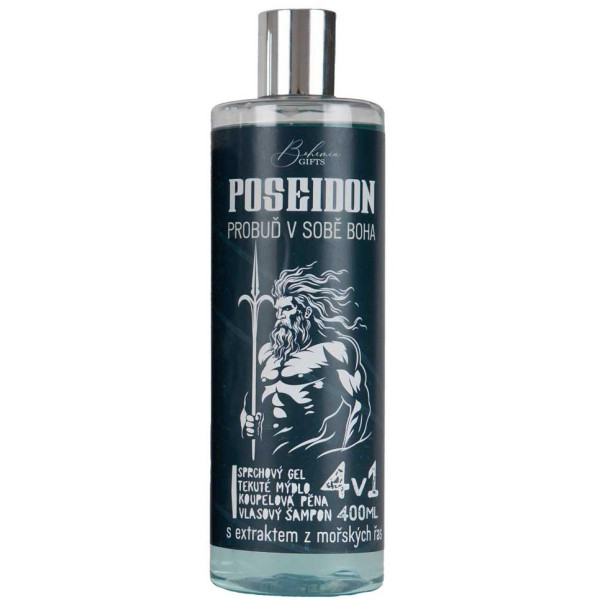 Bohemia Gifts POSEIDON - Vyriškas dušo gelis, šampūnas, putos ir muilas 4 in 1, 400 ml