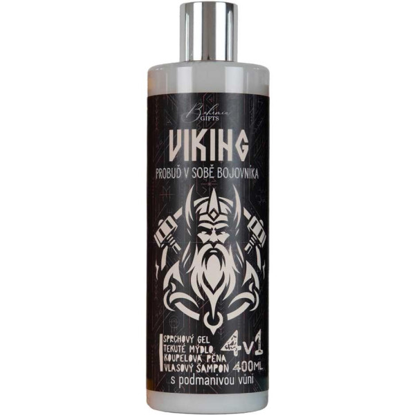 Bohemia Gifts VIKING - Vyriškas dušo gelis, šampūnas, putos ir muilas 4 in 1, 400 ml