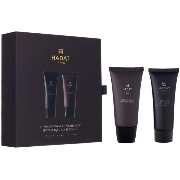 Hadat Cosmetics Gift Box Hydro Intensive Repair Shampoo And Hydro Liquid Silk Treatment plaukų priežiūros rinkinys