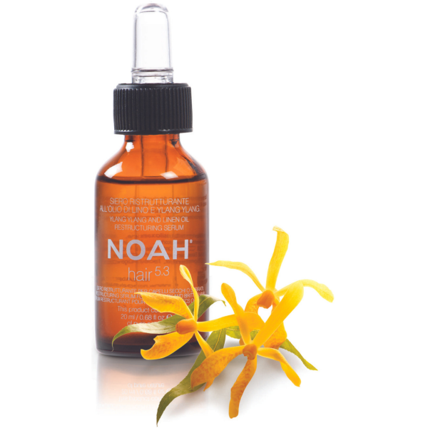 Noah 5.3. Ylang Ylang Restructuring Serum Serumas sausiems ir pažeistiems plaukams, apsaugantis nuo galiukų šakojimosi, 20 ml