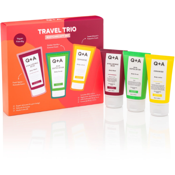 Q+A Travel Trio Bodycare Gift Set Kūno priežiūros priemonių rinkinys, 3x50 ml