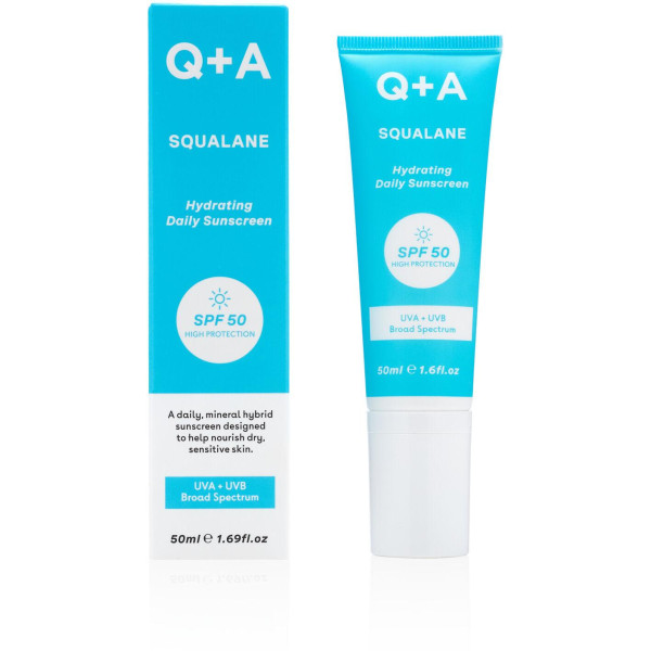 Q+A Squalane Hydrating SPF50 Drėkinamasis veido kremas nuo saulės, 50 ml