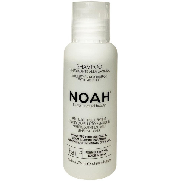 Noah 1.3. Strengthening Shampoo With Lavender Stiprinamasis šampūnas kasdieniam naudojimui, jautriai galvos odai, 75 ml