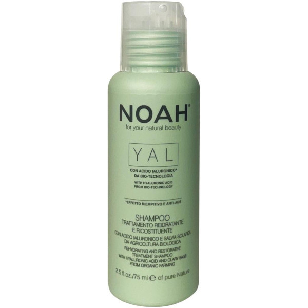 Noah YAL Rehydrating & Restorative Treatment Shampoo Atkuriamasis drėkinantis šampūnas su hialurono rūgštimi ir šalaviju, 75 ml 