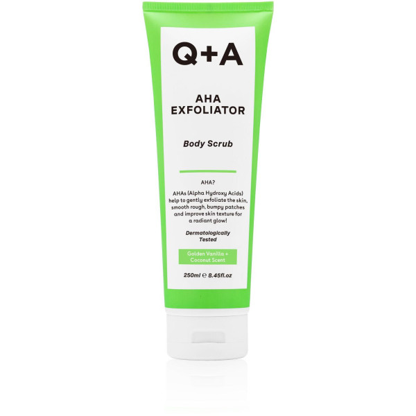 Q+A AHA Exfoliator Body Scrub Kūno šveitiklis su AHA rūgštimi, 250 ml