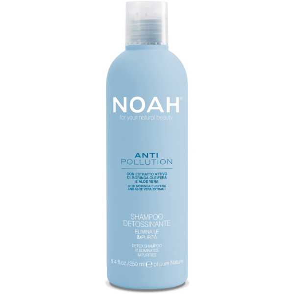 Noah Anti Pollution Detox Shampoo Valomasis-drėkinamasis šampūnas su alijošiaus ir aliejinės moringos ekstraktais, 250 ml