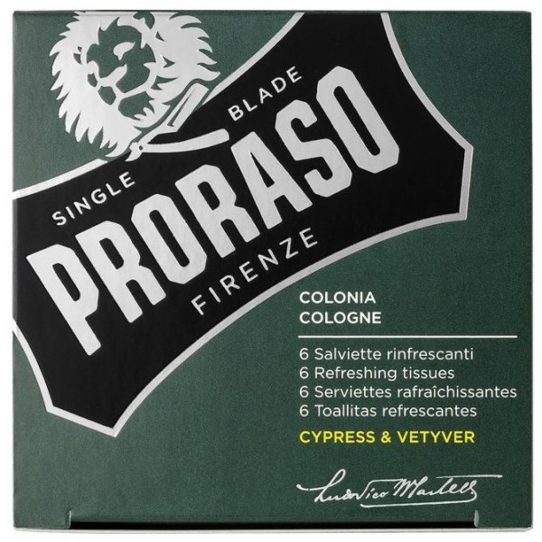 Proraso Cypress & Vetyver Refreshing Tissues Gaivinančios servetėlės, 6 vnt.