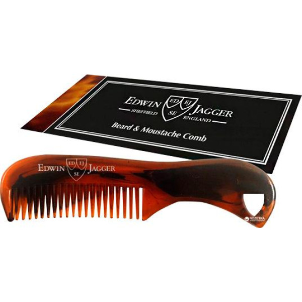 Edwin Jagger BMC03 Beard & Moustache Comb Barzdos ir ūsų šukos (medžio spalvos), 1 vnt.