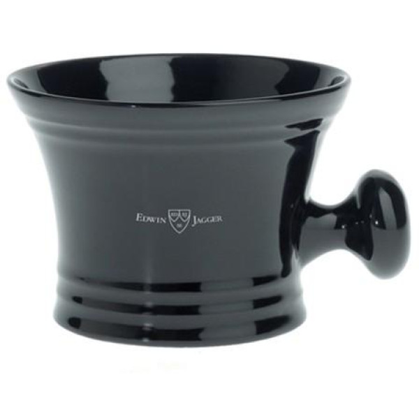 Edwin Jagger RN46 Shaving Bowl Porcelianinis skutimosi dubenėlis su rankenėle (juodas), 1 vnt.