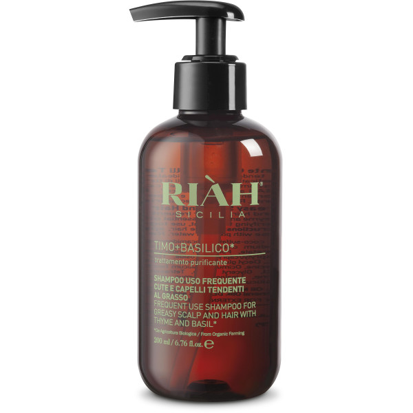 RIAH Frequent Use Shampoo With Thyme & Basil Šampūnas kasdieniam naudojimui, riebiai galvos odai, 200 ml