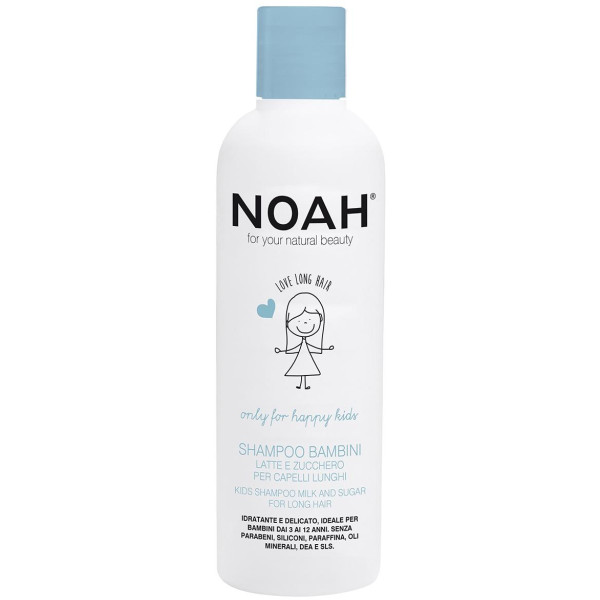 Noah Kids Shampoo Milk And Sugar For Long Hair Vaikiškas šampūnas su pienu ir cukrumi ilgiems plaukams, 250 ml