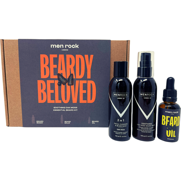 Men Rock Beardy Beloved Soothing Oak Moss Beard Kit Barzdos priežiūros rinkinys, 1vnt