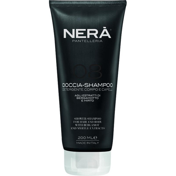 NERA 08 Shower-Shampoo With Bergamot & Myrtle Extracts Plaukų ir kūno prausiklis su bergamočių ir dilgėlių ekstraktais, 200 ml