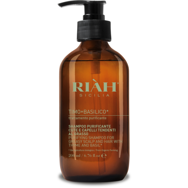 RIAH Purifying Shampoo With Thyme & Basil Valomasis šampūnas su čiobrelių ir bazilikų ekstraktu, 200 ml
