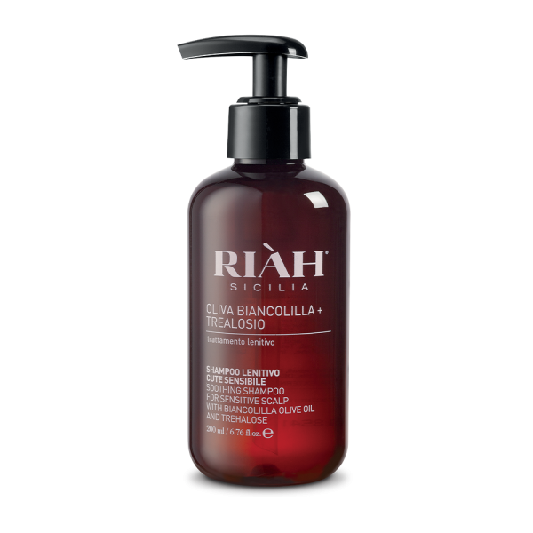 RIAH Soothing Shampoo With Biancolilla Olive Oil Raminamasis šampūnas jautriai galvos odai, 200 ml