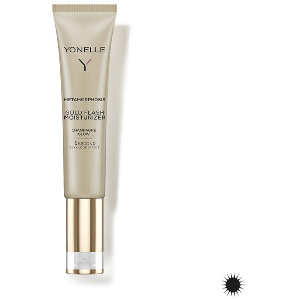 Yonelle Metamorphosis Gold Flash Moisturizer Champagne Glow Spindesio suteikianti drėkinamoji veido priemonė, 25 ml