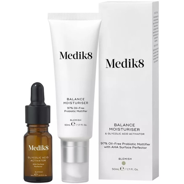 Medik8 Balance Moisturiser veido kremas 50 ml ir Glicolic Acid Activator glikolio rūgšties aktyvatorius, 10 ml