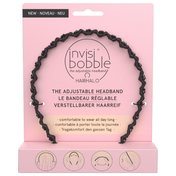 Lankelis plaukams Invisibobble Hairhalo True Dark Sparkle, juodas