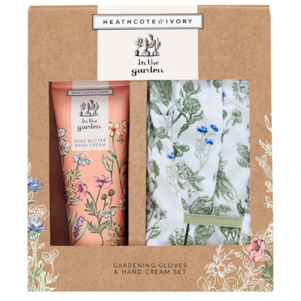 Rinkinys rankoms Heathcote & Ivory In The Garden Gardening Gloves & Hand Cream Set, rankų kremas, 100 ml, ir medvilninės pirštinės, 1 pora