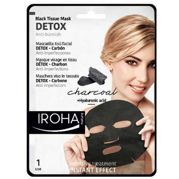 Detoksikuojanti veido kaukė IROHA BlackTissue Detox Facial Mask Charcoal, su anglimi, popierinė 23 ml