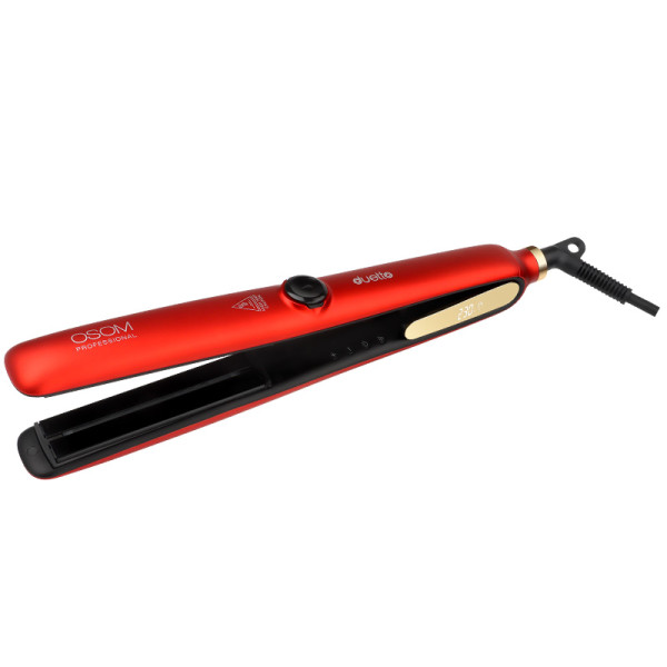 Plaukų tiesintuvas OSOM Professional Duetto Automatic Steam & Infrared Hair Straightener Red, su garų ir infraredo funkcijomis, raudonos spalvos