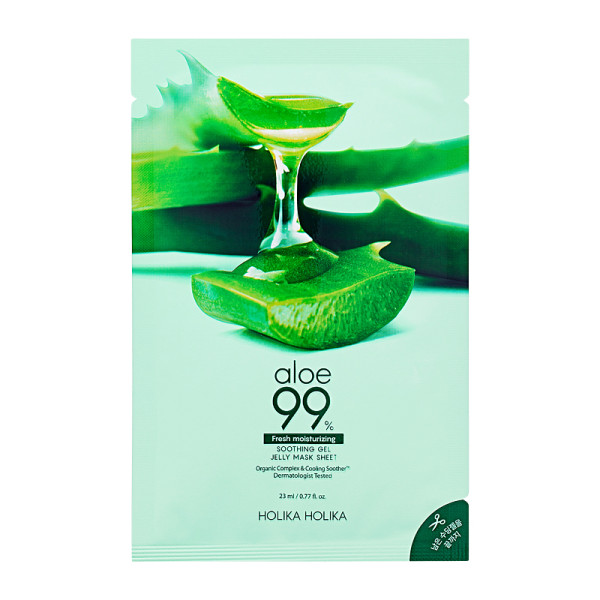 Holika Holika Aloe 99% Soothing Gel Jelly Mask Sheet raminanti veido odą lakštinė veido kaukė su alaviju, 23 ml