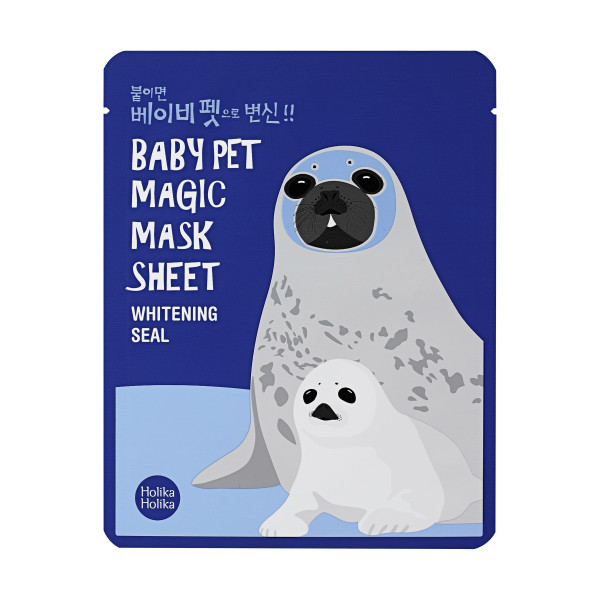 Holika Holika Baby Pet Magic Mask Sheet (Seal) šviesinanti veido odą lakštinė veido kaukė, 22 ml