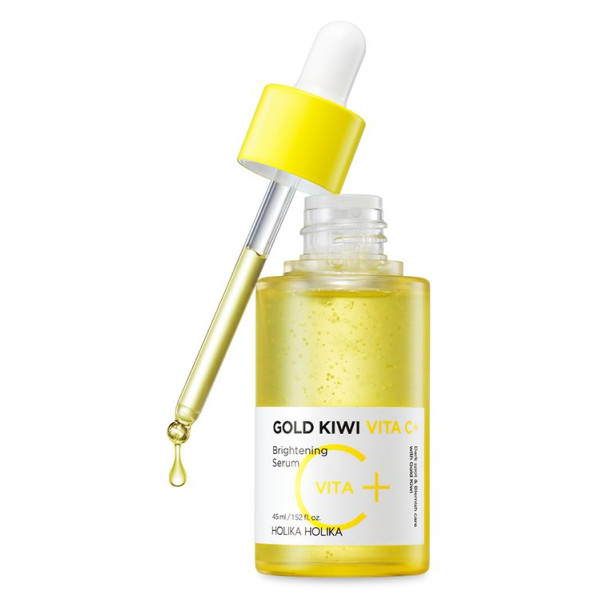 Holika Holika Gold Kiwi Vita C+ Brightening Serum veido odą skaistinantis serumas su vitaminu C, 45 ml