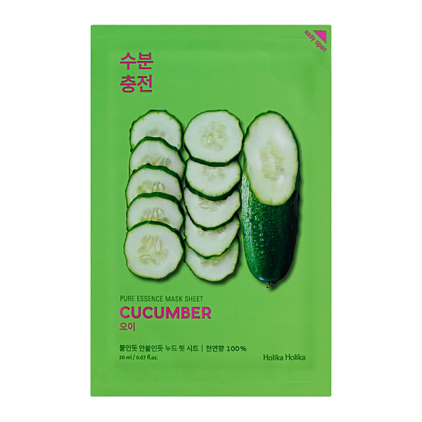 Holika Holika Pure Essence Mask Sheet - Cucumber lakštinė veido kaukė su agurkų ekstraktu, 20 ml