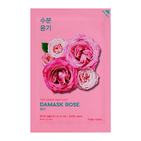 Holika Holika Pure Essence Mask Sheet - Damask Rose lakštinė veido kaukė su rožių aliejumi, 20 ml