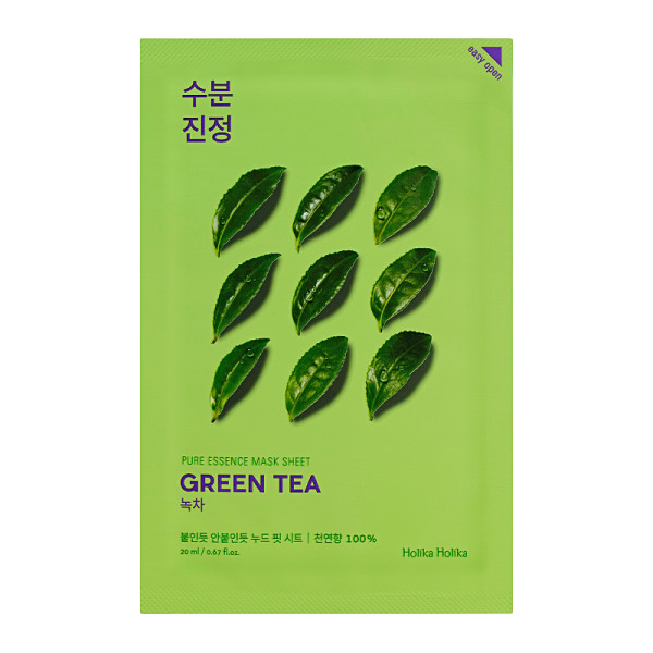 Holika Holika Pure Essence Mask Sheet - Green Tea lakštinė veido kaukė su žaliosios arbatos ekstraktu, 20 ml