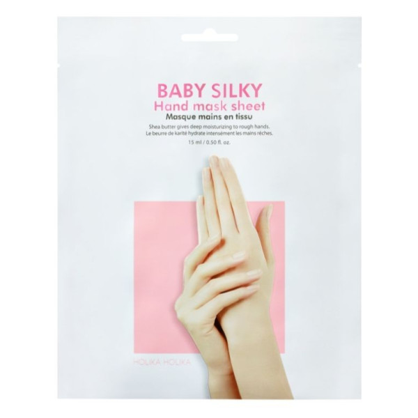 Kaukė rankoms Holika Holika Baby Silky Hand Mask Sheet, prisotinta taukmedžio sviestu, 15 ml