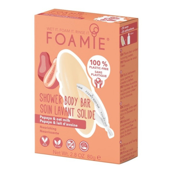 Kietasis kūno prausiklis Foamie 2 in 1 Body Bar Oat to Be Smooth, drėkinantis, su papajomis ir avižų pienu