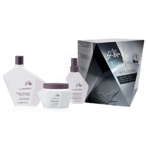  L'Alga Seazone Kit plaukų priežiūros priemonių rinkinys: šampūnas, 250 ml, kaukė, 250 ml, losjonas - dulksna, 100 ml