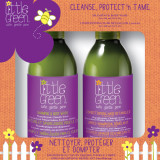 Little Green Cleanse, Protect'n Tame rinkinys plaukų priežiūrai vaikams: šampūnas-kūno prausiklis, 240 ml ir iššsukavimą lengvinanti priemonė, 240 ml