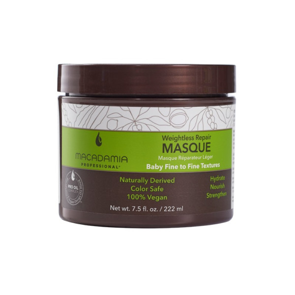 Macadamia Weightless Repair Masque neapsunkinanti plaukų drėkinamoji kaukė, 222 ml