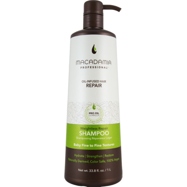 Macadamia Weightless Repair Shampoo neapsunkinantis plaukų drėkinamasis šampūnas, 1000 ml