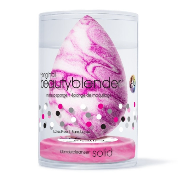 Makiažo kempinėlė BeautyBlender Swirl About Town, su makiažo kempinėlių mini valikliu