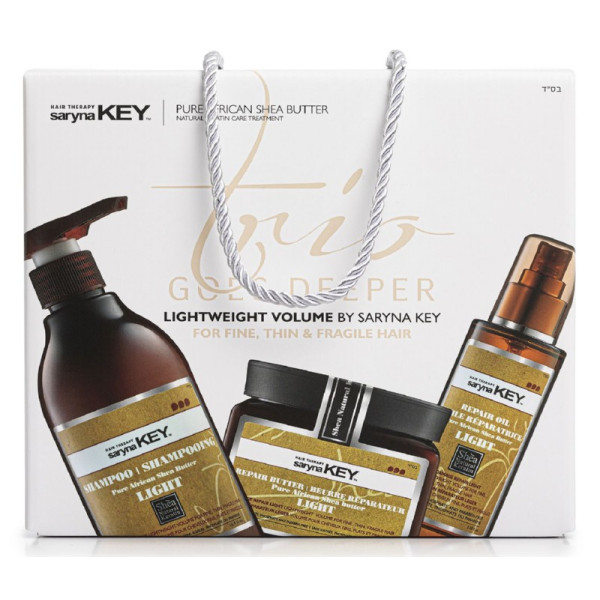 Plaukų priežiūros priemonių rinkinys Saryna KEY Trio Goes Deeper Damage Light Set, neapsunkinantis plaukų: kaukė, 500 ml, šampūnas, 500 ml, plaukų aliejus, 105 ml