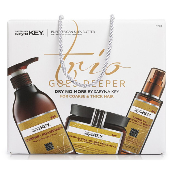 Plaukų priežiūros priemonių rinkinys Saryna KEY Trio Goes Deeper Repair Set, skirtas pažeistiems plaukams: kaukė, 500 ml, šampūnas, 500 ml, plaukų aliejus, 105 ml