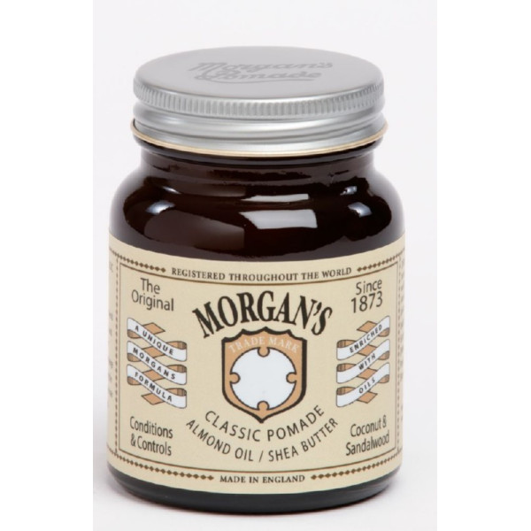 Pomada plaukų formavimui Morgan's Pomade Classic Pomade Almond Oil and Shea Butter, praturtinta migdolų aliejumi ir taukmedžio sviestu, 100 g
