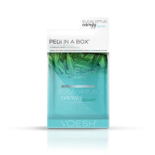 Procedūra kojoms Voesh Pedi In A Box 4 in 1 Eucalyptus Energy, su eukaliptų ekstraktais, gaivina, vėsina pėdų odą