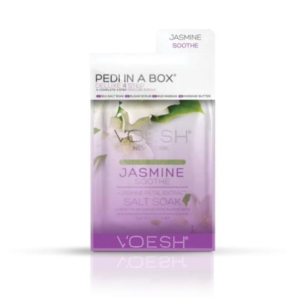 Procedūra kojoms Voesh Pedi In A Box 4 in 1 Jasmine Soothe, su jazminų ekstraktais, ramina pėdas