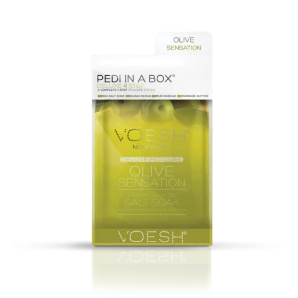 Procedūra kojoms Voesh Pedi In A Box 4 in 1 Olive Sensation, su alyvuogių ekstraktais, maitina pėdų odą