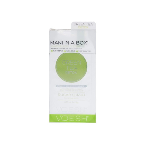 Procedūra rankoms Voesh Waterless Mani In A Box 3 in 1 Green Tea detox , naudojama be vandens, su žaliosios arbatos ekstraktais, detoksikuoja rankų odą