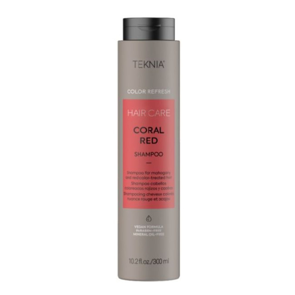 Raudoną spalvą paryškinantis šampūnas Lakme Teknia Coral Red Shampoo, 300 ml