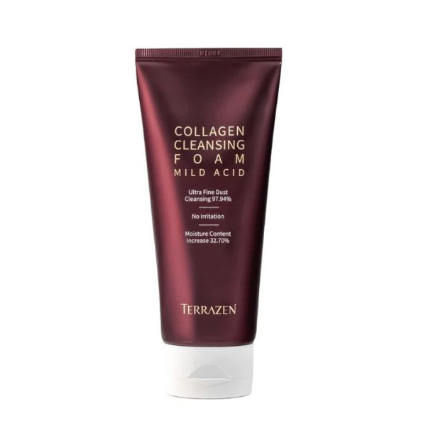 Terrazen Collagen Cleansing Foam Mild Acid veido prausiklis su kolagenu jautriai veido odai, 140 ml