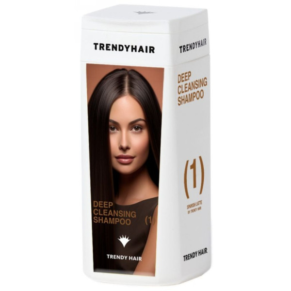 Trendy Hair SPANISH LATTE Deep Cleansing Shampoo valomasis, stiprinamasis šampūnas plaukams, 100 ml