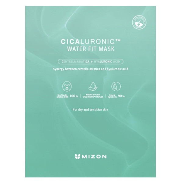 Vienkartinė veido kaukė Mizon Cicaluronic Water Fit Mask, su azijine centele ir hialurono rūgštimi, intensyviai drėkinanti, 24 g